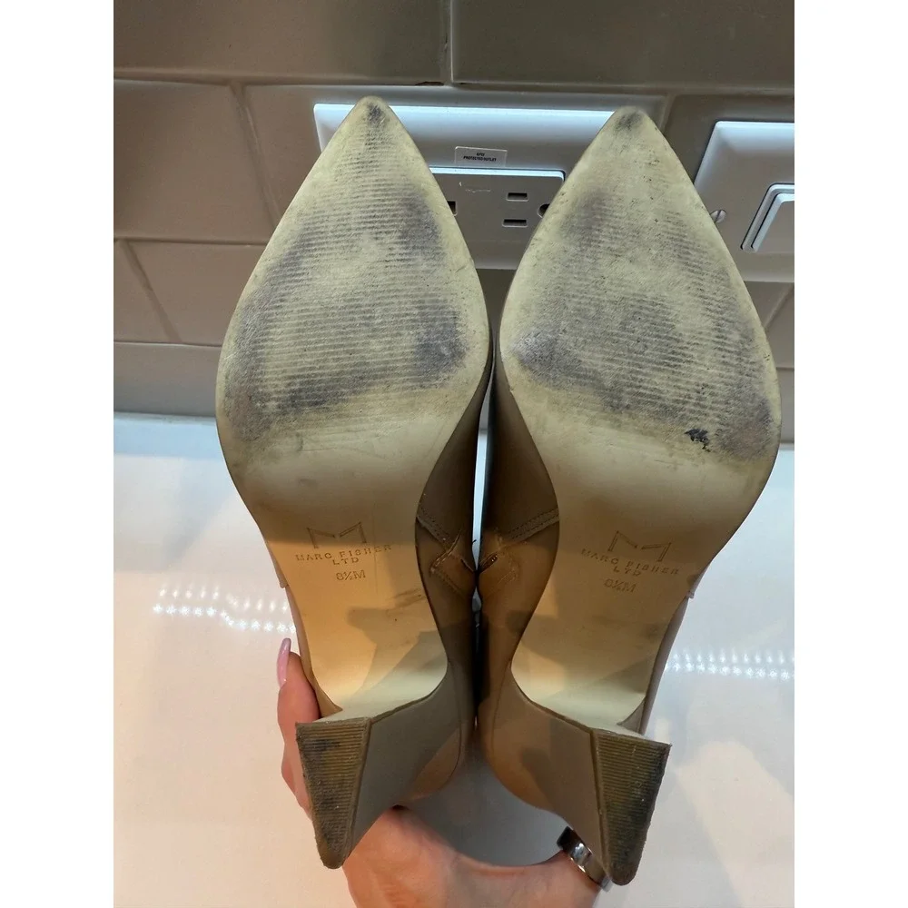 Marc Fisher LTD Pointed Toe Tan Leather Heeled‎ Ankle Boots Booties 8.5M